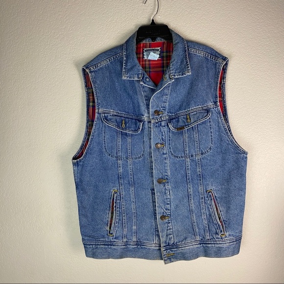 Vintage Lee Denim Vest Fleece Lined Mens - Picture 1 of 7